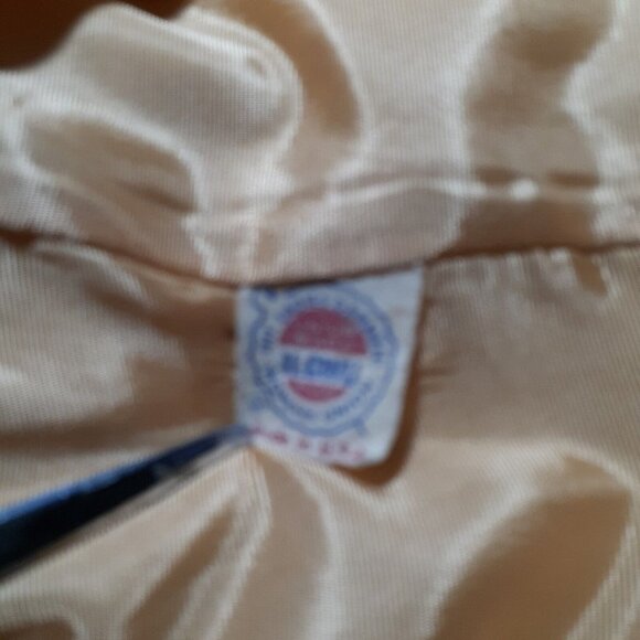 Vintage Mid Century Double Breasted Coat Beige Pea Coat Style USA Union Made L - Picture 9 of 12